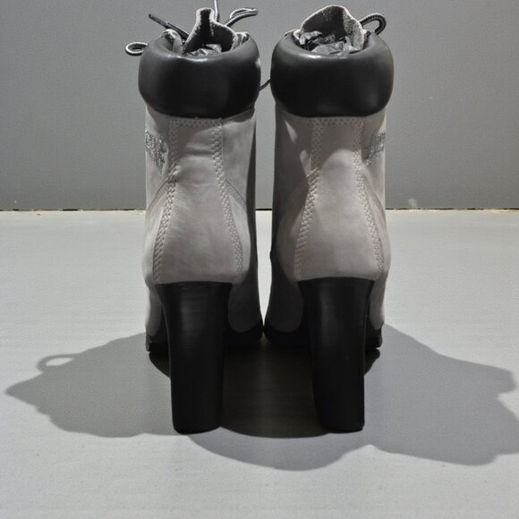 Darker Wavs ✦ Grey Suede Heeled Lace-Up Boots ✦ Charcoal Accents 4" Heel 8 NWT - Picture 6 of 16